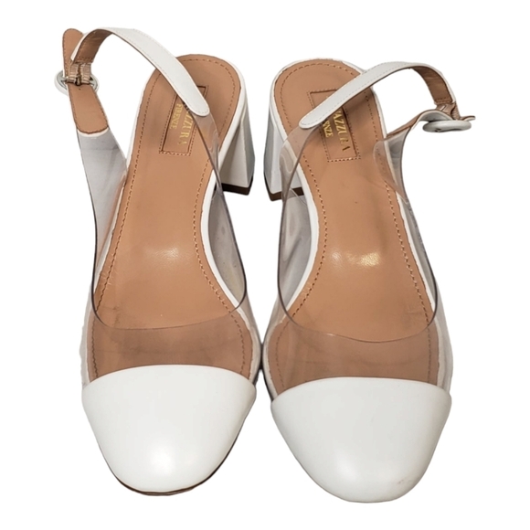 Aquazzura OPTIC 50 LEATHER-TRIMMED PUMPS IN WHITE SZ 36 - Picture 7 of 12